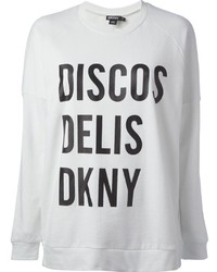 Maglione girocollo stampato bianco e nero di DKNY