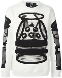 Maglione girocollo stampato bianco e nero di Hood by Air