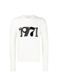 Maglione girocollo stampato bianco e nero di Saint Laurent