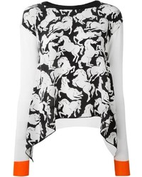 Maglione girocollo stampato bianco e nero di Stella McCartney