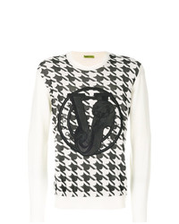 Maglione girocollo stampato bianco e nero di Versace Jeans