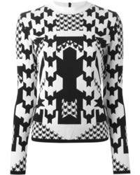 Maglione girocollo stampato bianco e nero di Versace