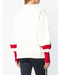 Maglione girocollo stampato bianco e rosso di Moncler
