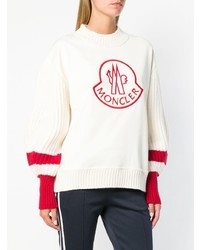 Maglione girocollo stampato bianco e rosso di Moncler
