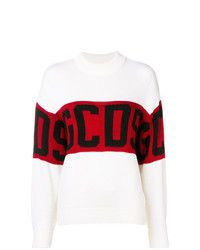 Maglione girocollo stampato bianco e rosso di Gcds