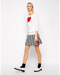 Maglione girocollo stampato bianco e rosso di Love Moschino
