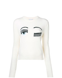 Maglione girocollo stampato bianco di Chiara Ferragni