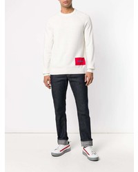 Maglione girocollo stampato bianco di Calvin Klein Jeans
