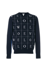 Maglione girocollo stampato blu scuro e bianco di Loewe