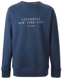 Maglione girocollo stampato blu scuro e bianco di Saturdays Surf NYC