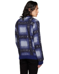 Maglione girocollo stampato blu scuro di Amiri