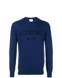 Maglione girocollo stampato blu scuro di Iceberg