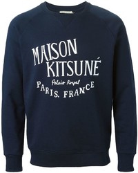 Maglione girocollo stampato blu scuro di MAISON KITSUNÉ