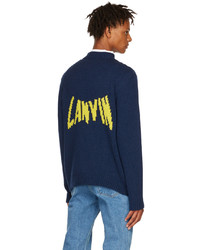 Maglione girocollo stampato blu scuro di Lanvin