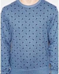 Maglione girocollo stampato blu di Ben Sherman