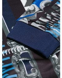 Maglione girocollo stampato blu di Versace Jeans