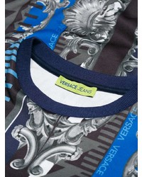 Maglione girocollo stampato blu di Versace Jeans