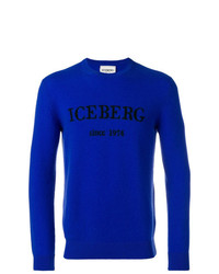 Maglione girocollo stampato blu di Iceberg