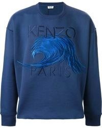 Maglione girocollo stampato blu di Kenzo
