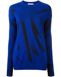 Maglione girocollo stampato blu di Moschino
