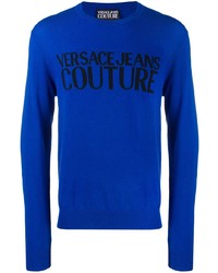 Maglione girocollo stampato blu di VERSACE JEANS COUTURE