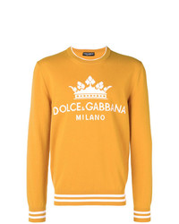 Maglione girocollo stampato giallo di Dolce & Gabbana