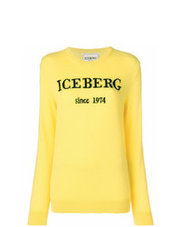 Maglione girocollo stampato giallo di Iceberg