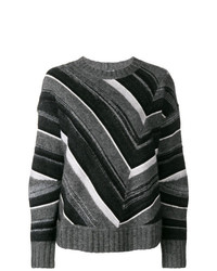 Maglione girocollo stampato grigio scuro di Helmut Lang