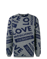 Maglione girocollo stampato grigio scuro di Love Moschino