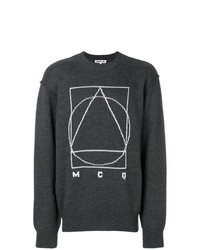 Maglione girocollo stampato grigio scuro di McQ Alexander McQueen