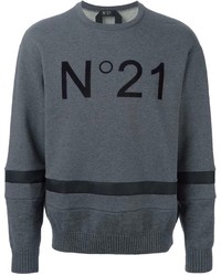 Maglione girocollo stampato grigio scuro di No.21