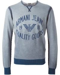 Maglione girocollo stampato grigio di Armani Jeans