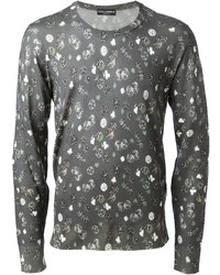 Maglione girocollo stampato grigio di Dolce & Gabbana