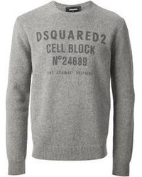 Maglione girocollo stampato grigio di DSQUARED2