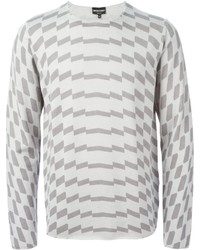 Maglione girocollo stampato grigio di Emporio Armani