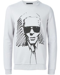 Maglione girocollo stampato grigio di Karl Lagerfeld