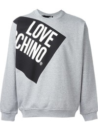 Maglione girocollo stampato grigio di Love Moschino