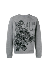 Maglione girocollo stampato grigio di Versace Collection