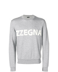 Maglione girocollo stampato grigio di Z Zegna