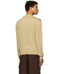 Maglione girocollo stampato marrone chiaro di Jil Sander