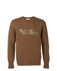 Maglione girocollo stampato marrone di Bally