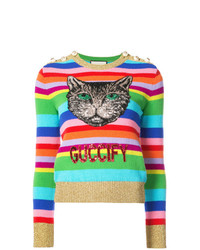 Maglione girocollo stampato multicolore di Gucci