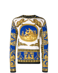 Maglione girocollo stampato multicolore di Versace