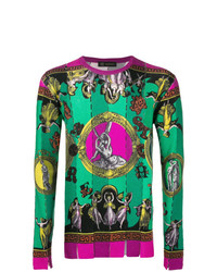 Maglione girocollo stampato multicolore di Versace