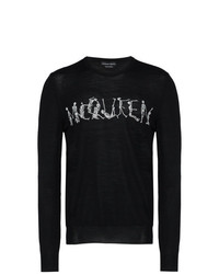 Maglione girocollo stampato nero e bianco di Alexander McQueen
