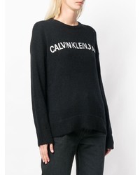 Maglione girocollo stampato nero e bianco di Calvin Klein Jeans