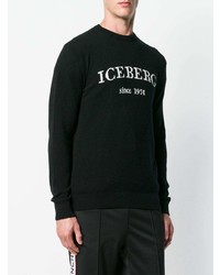 Maglione girocollo stampato nero e bianco di Iceberg