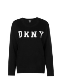 Maglione girocollo stampato nero e bianco di DKNY