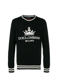 Maglione girocollo stampato nero e bianco di Dolce & Gabbana