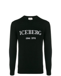Maglione girocollo stampato nero e bianco di Iceberg
